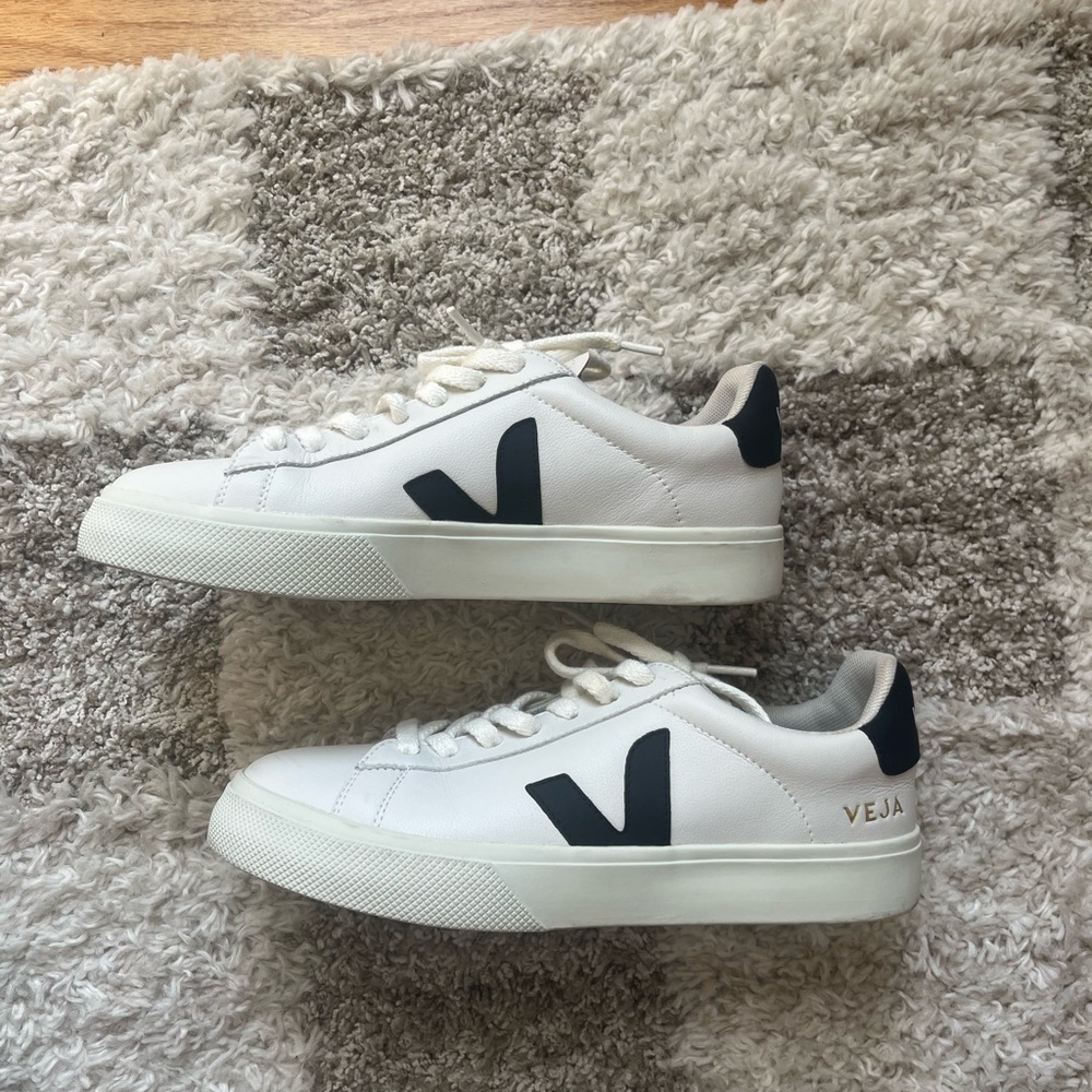 Veja White Sneakers with Black Logo